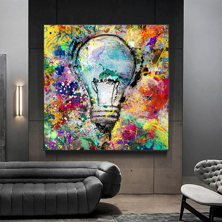 Graffiti Electric Bulb Canvas Printing Home Background Wall Spray Painting HD Painting Core