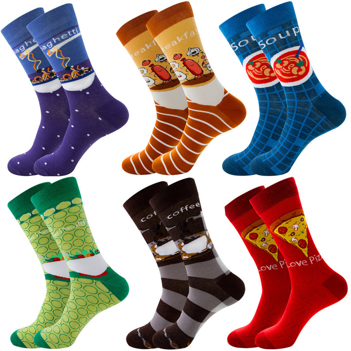 Animal Fruit Geometric Printing Six-color Combination Men's Socks