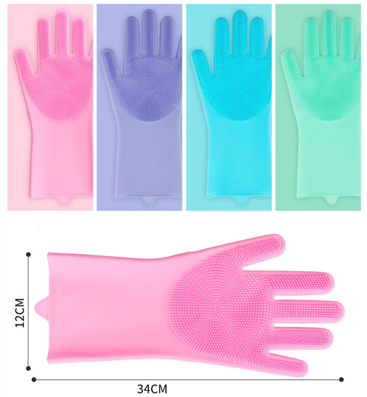 Pet Bathing Gloves Artifact To Remove Floating Hair And Anti-scratch Silicone With Brush