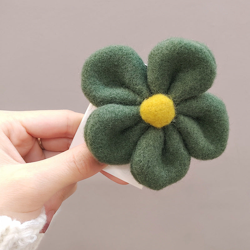 Flower Hair Circle Plush Leather Case