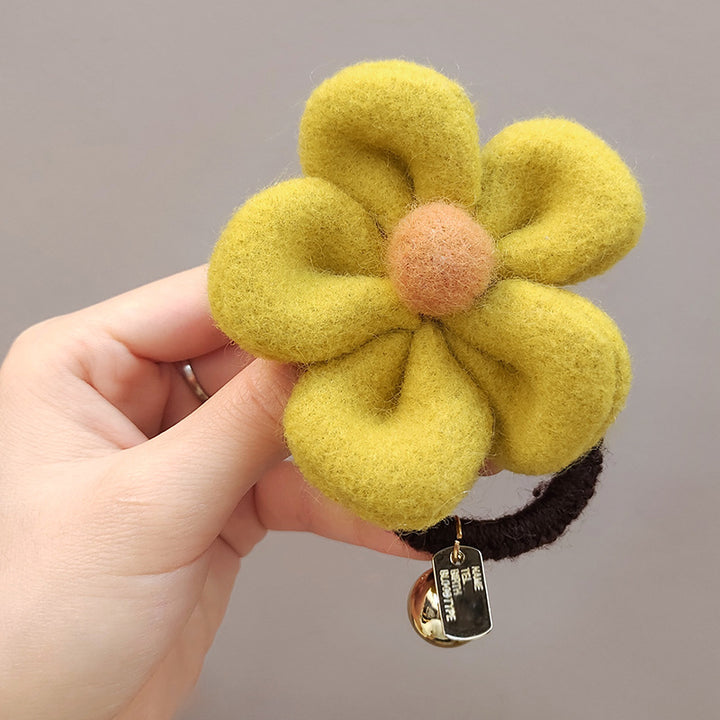 Flower Hair Circle Plush Leather Case