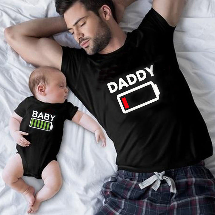Father & Mother Matching Kids Full/Low Battery T-Shirt