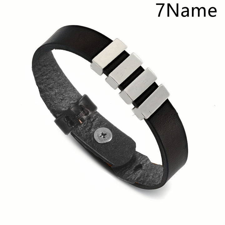 Men's Leather Name Bracelet