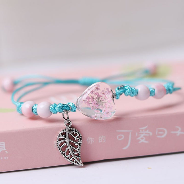 Love Gypsophila Dried Flower Plant Braided Bracelet