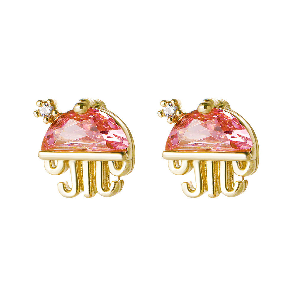 European And American Cute Tropical Fruit Sea Animal Zircon Earrings