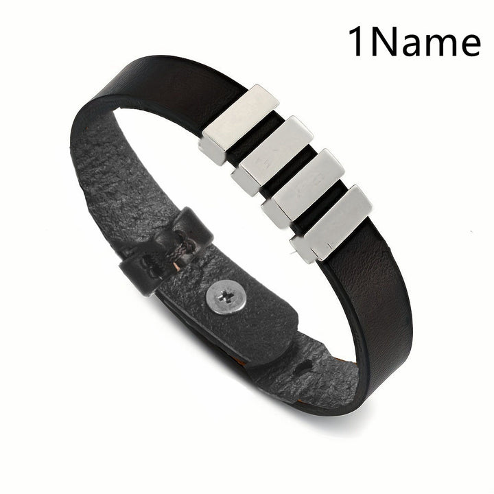 Men's Leather Name Bracelet