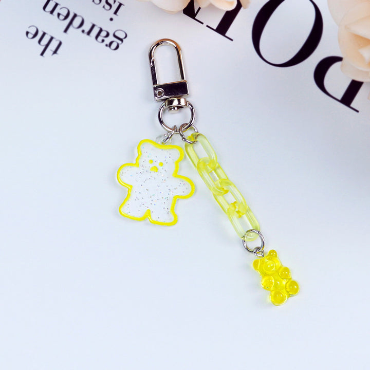 Acrylic Bear Headphone Accessories Keychain Girl Heart