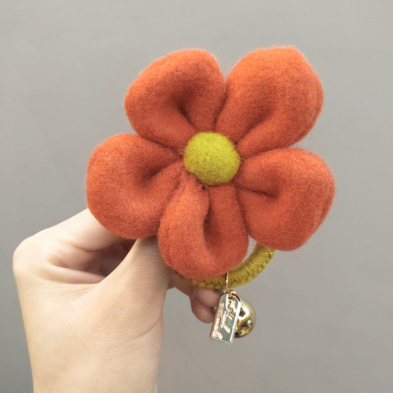 Flower Hair Circle Plush Leather Case