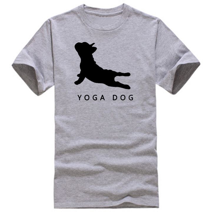 YOGA DOG Letter Crew Neck Short Sleeve Wide T-shirt