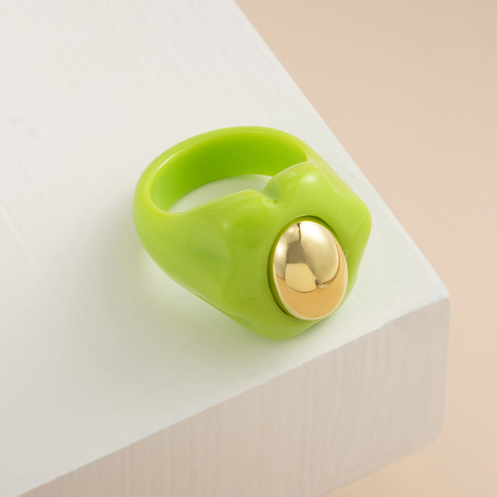 Big Acrylic Colorful Flower Women Ring Aesthetic Jewelry