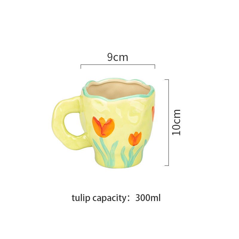 CuteLife Nordic White Flower Ceramic Coffee Cup Kitchen Milk Tea