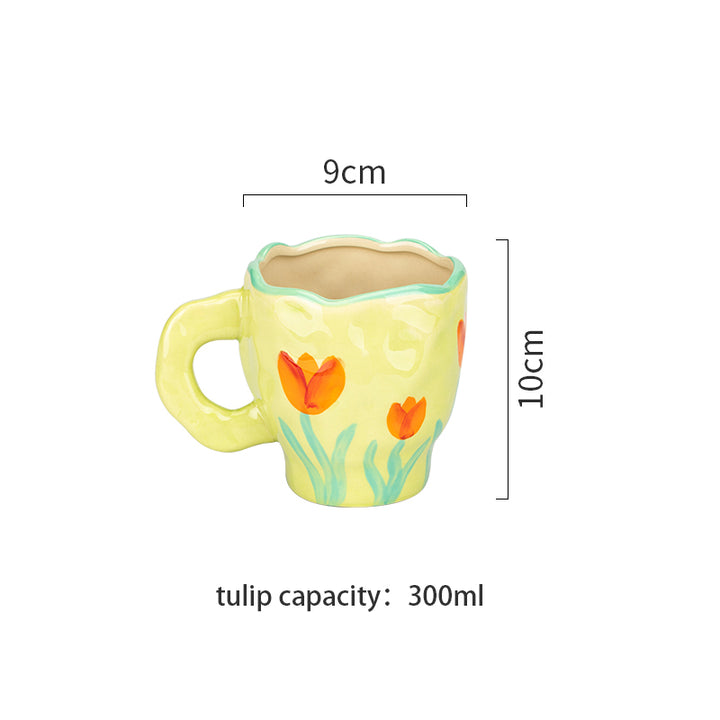 CuteLife Nordic White Flower Ceramic Coffee Cup Kitchen Milk Tea