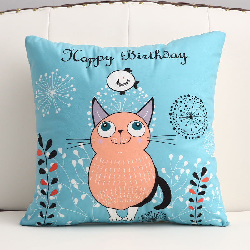 Cartoon short plush pillow