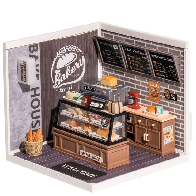Robotime Rolife Super Creator Daily Plastic DIY Miniature House Cafe Energy Supply Store Building Block Sets English Version DW