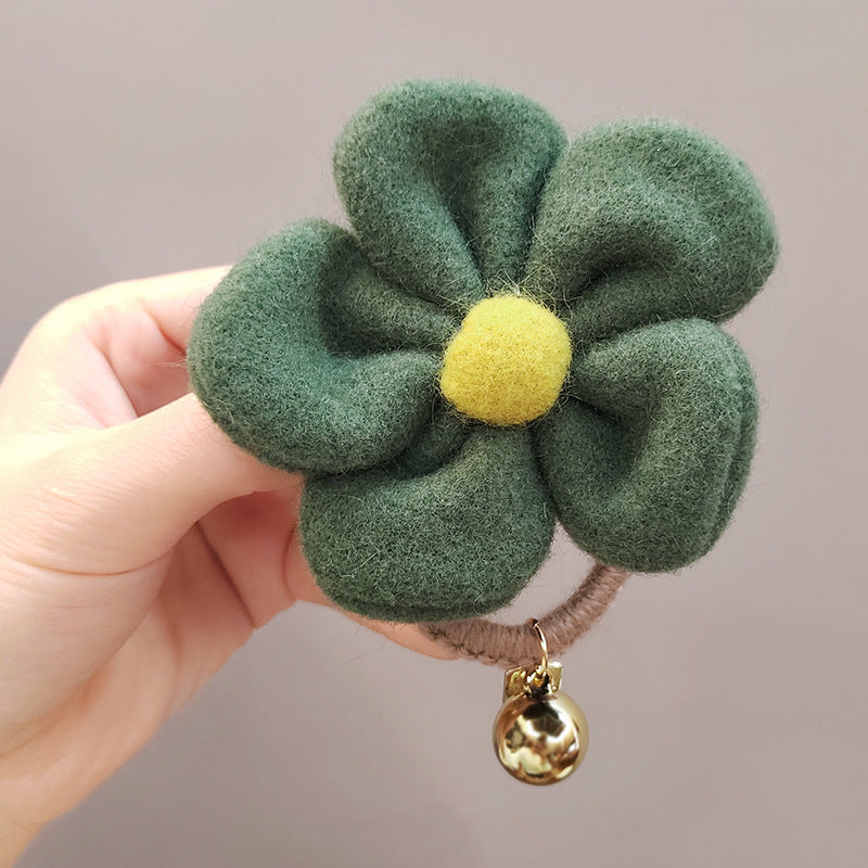 Flower Hair Circle Plush Leather Case