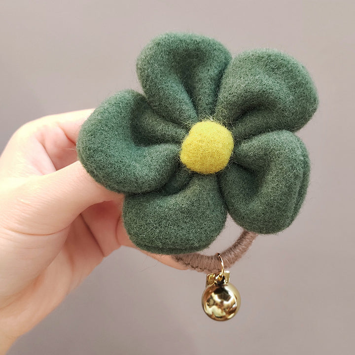 Flower Hair Circle Plush Leather Case
