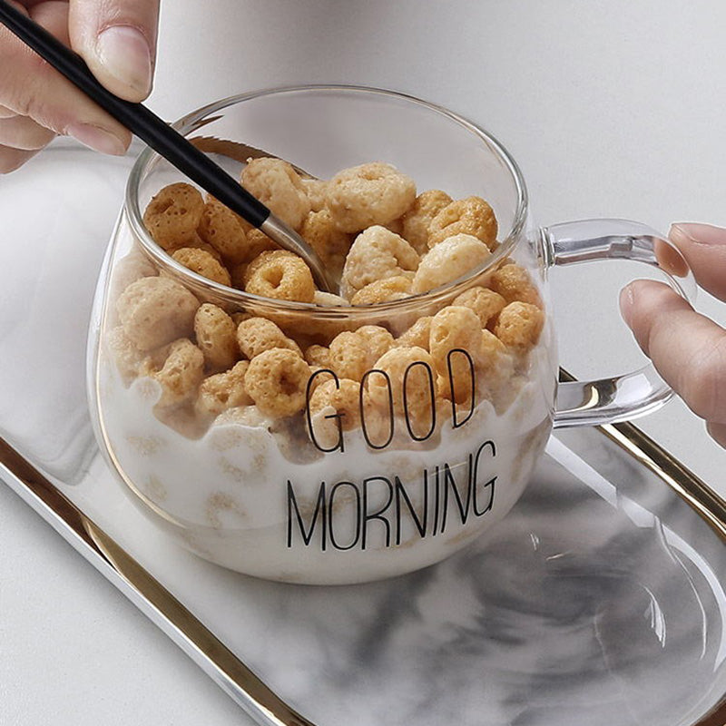 Pyrex Glass With Put Milk Cup Breakfast Cup