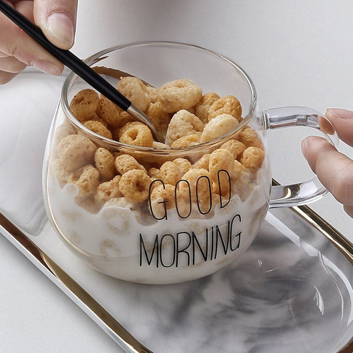Pyrex Glass With Put Milk Cup Breakfast Cup