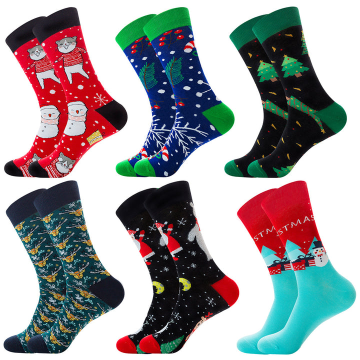 Animal Fruit Geometric Printing Six-color Combination Men's Socks