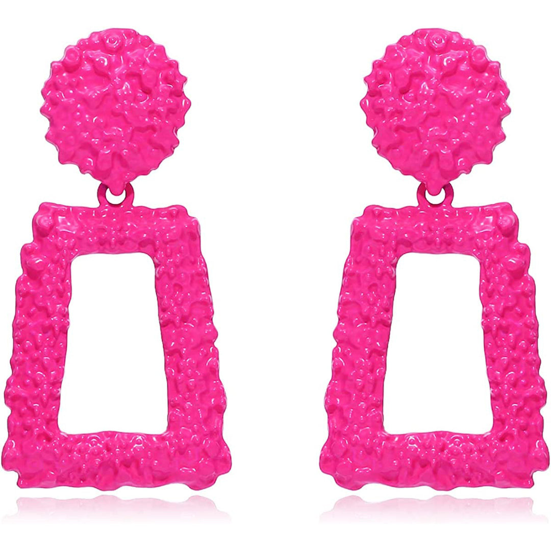 Set Rose Red Geometric All-match Earrings For Women