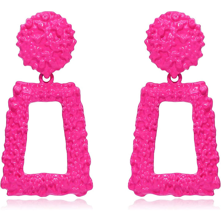 Set Rose Red Geometric All-match Earrings For Women