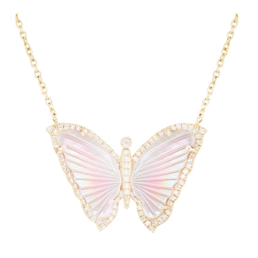 Acrylic Small Butterfly Oil Dripping Full Zirconium Necklace
