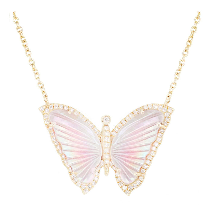 Acrylic Small Butterfly Oil Dripping Full Zirconium Necklace