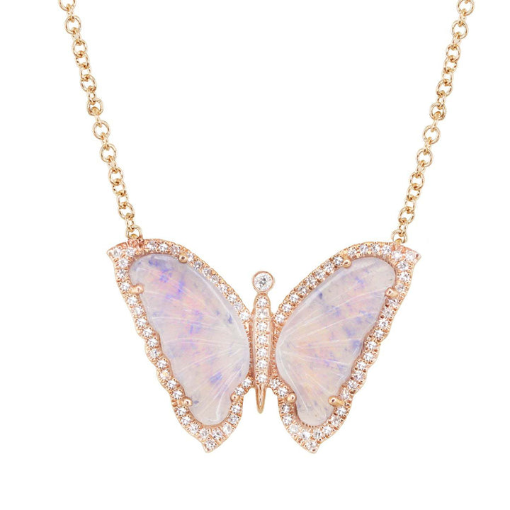 Acrylic Small Butterfly Oil Dripping Full Zirconium Necklace