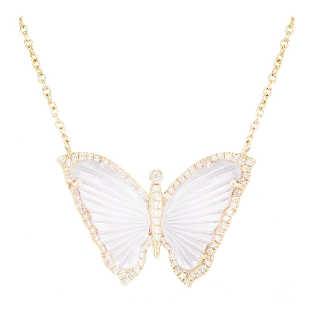 Acrylic Small Butterfly Oil Dripping Full Zirconium Necklace