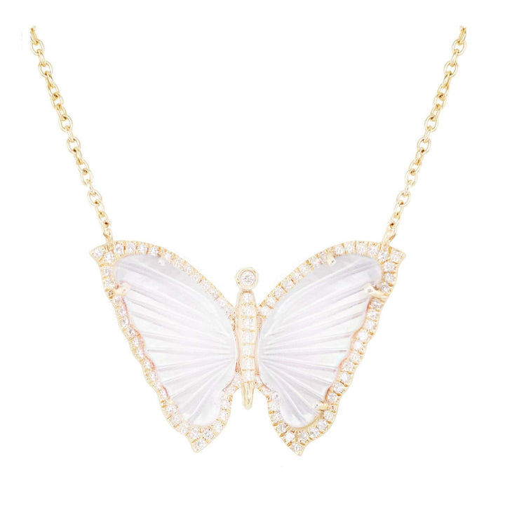 Acrylic Small Butterfly Oil Dripping Full Zirconium Necklace
