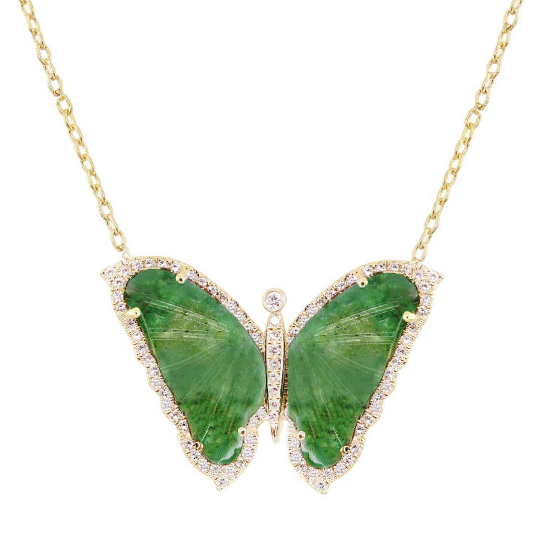 Acrylic Small Butterfly Oil Dripping Full Zirconium Necklace