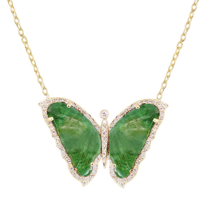Acrylic Small Butterfly Oil Dripping Full Zirconium Necklace
