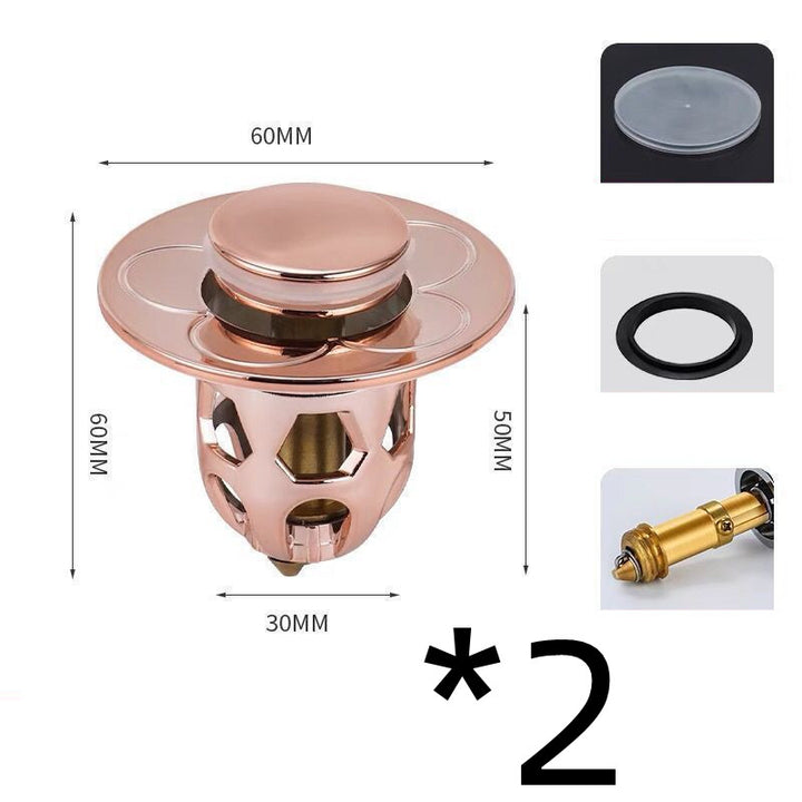 Washbasin Electroplating Drainer Bouncing Core Universal Head Leak-Proof Plug Pool Basin Copper Core Push Type Leaking Plug