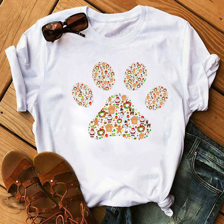 Love Dog Paw Print Short-sleeved T-shirt