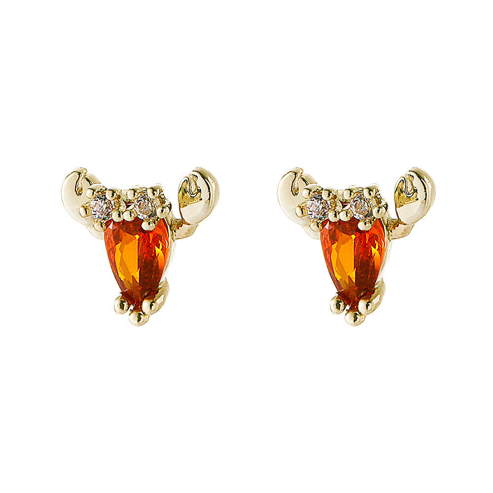 European And American Cute Tropical Fruit Sea Animal Zircon Earrings
