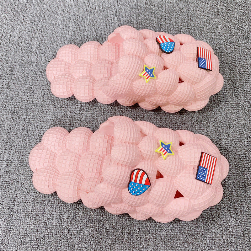 Women's Home Thick-soled Bathroom Non-slip Lychee Slippers