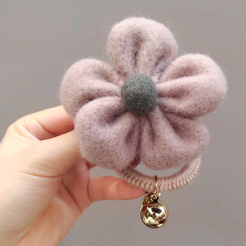 Flower Hair Circle Plush Leather Case