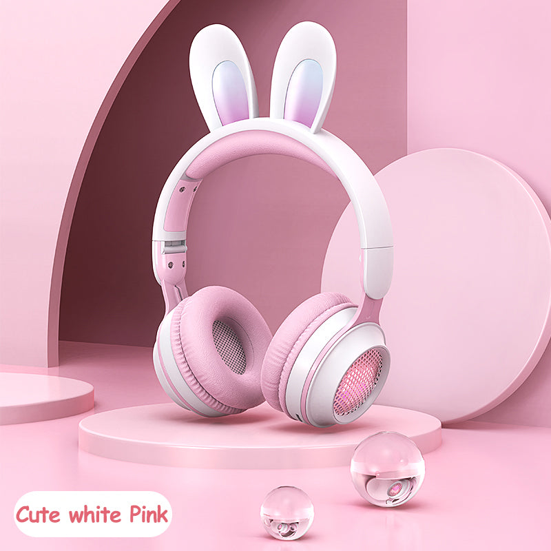 Rabbit Ear Headphones Wireless Luminous Extendable Wheat Headphones