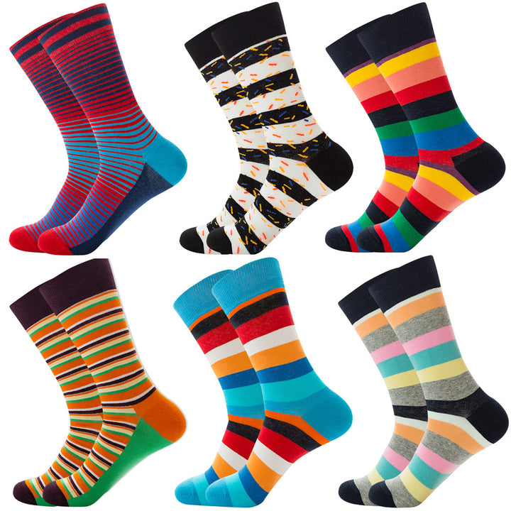 Animal Fruit Geometric Printing Six-color Combination Men's Socks