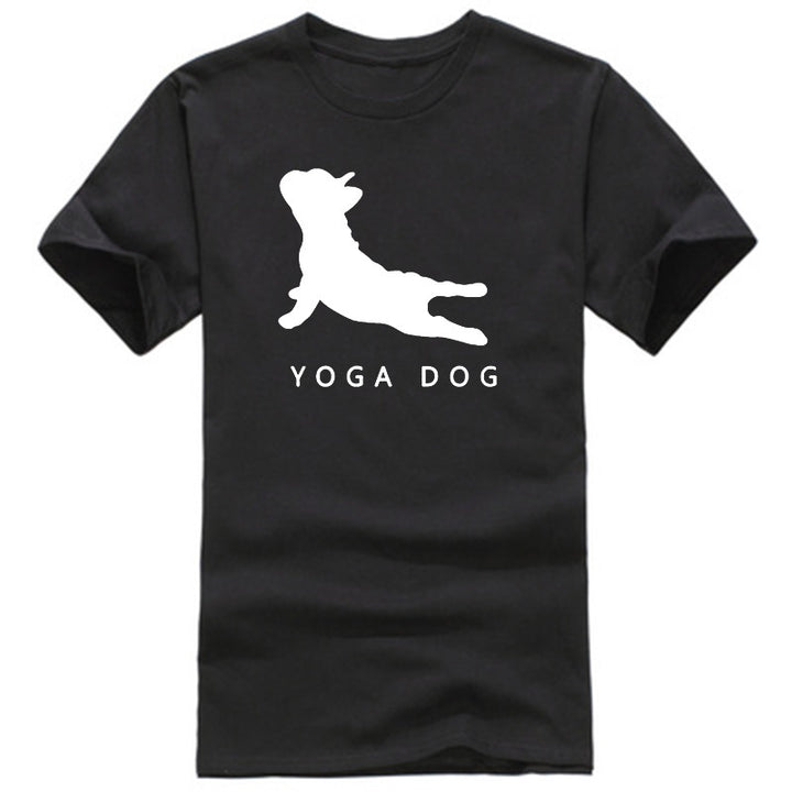 YOGA DOG Letter Crew Neck Short Sleeve Wide T-shirt
