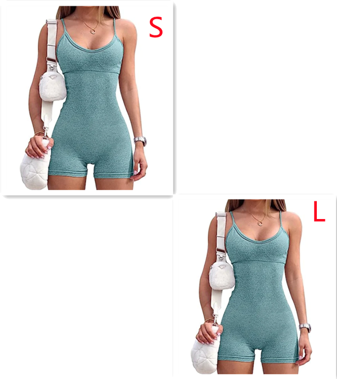 Spaghetti Strap Shorts Jumpsuit Sports Yoga Workout Tight Romper Women Fashion Fitness Sportwear