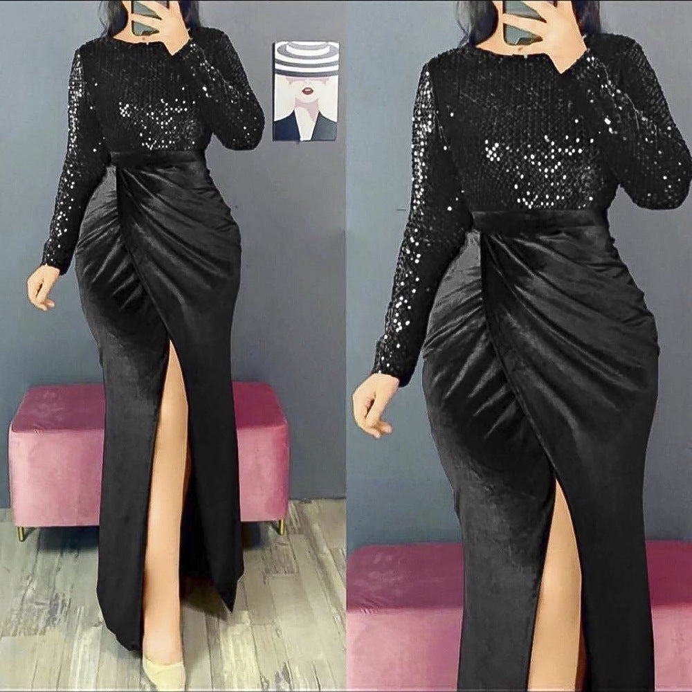 New African Sequined Banquet Evening Dress