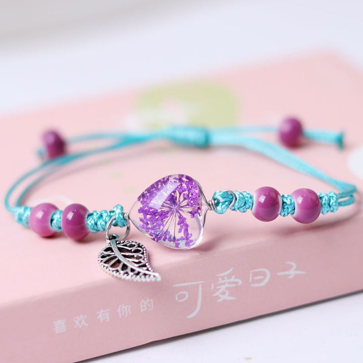 Love Gypsophila Dried Flower Plant Braided Bracelet