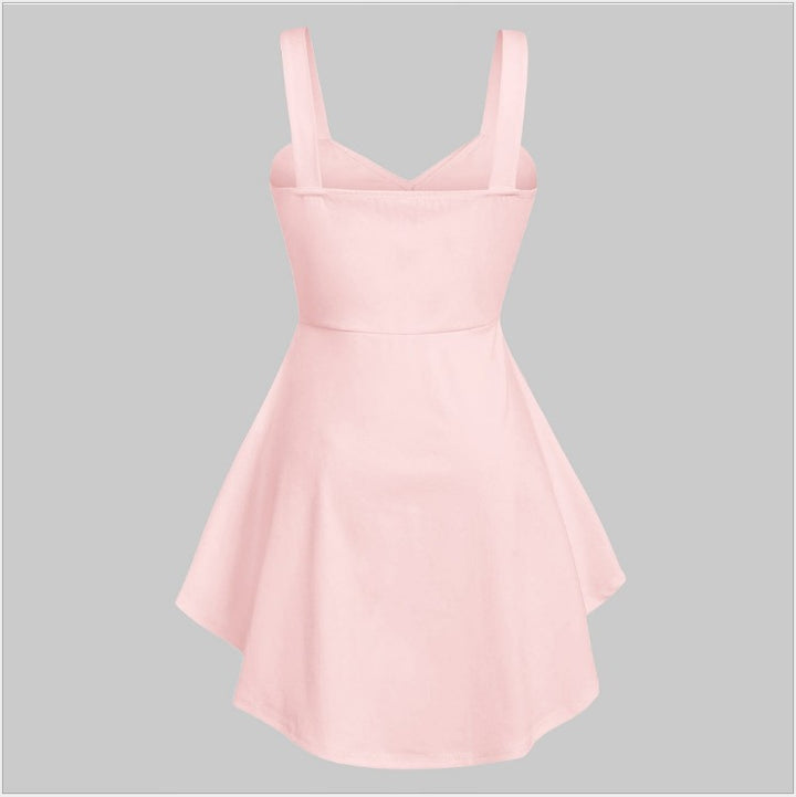 V-neck Cross-knot High-waisted Large-swing Mid-to-large Dress