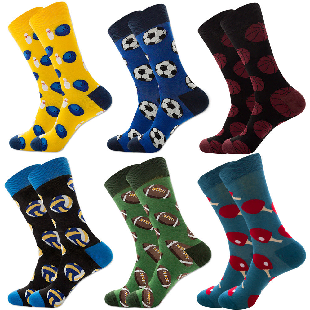 Animal Fruit Geometric Printing Six-color Combination Men's Socks