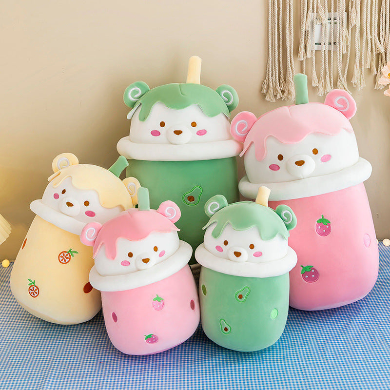 Toy Milk Tea Cup Pillow Creative New Pearl Milk Tea Bear Plush Doll