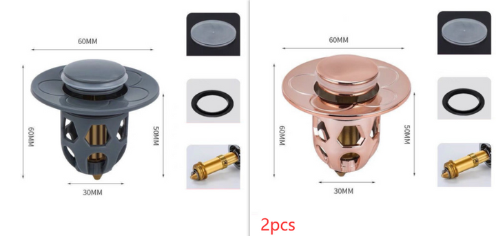 Washbasin Electroplating Drainer Bouncing Core Universal Head Leak-Proof Plug Pool Basin Copper Core Push Type Leaking Plug