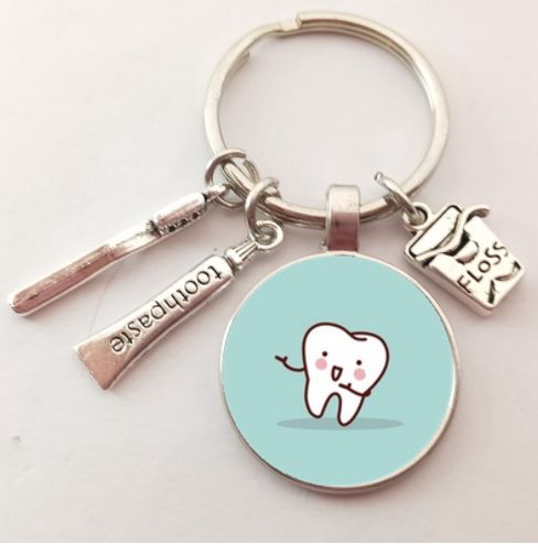 Creative Cute Keychain Tooth Glass Personality Pendant