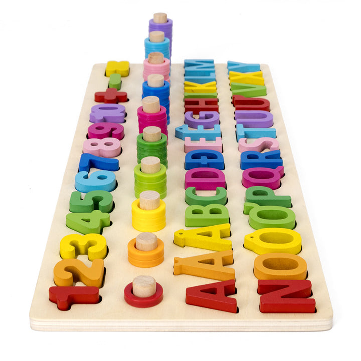 Wooden Three-in-one Digital Board Digital Shape Matching Letter Cognitive Toy