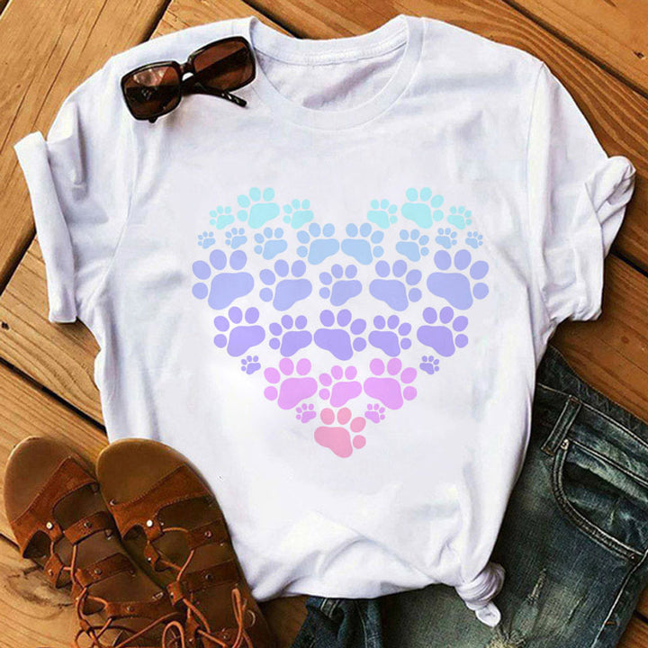 Love Dog Paw Print Short-sleeved T-shirt